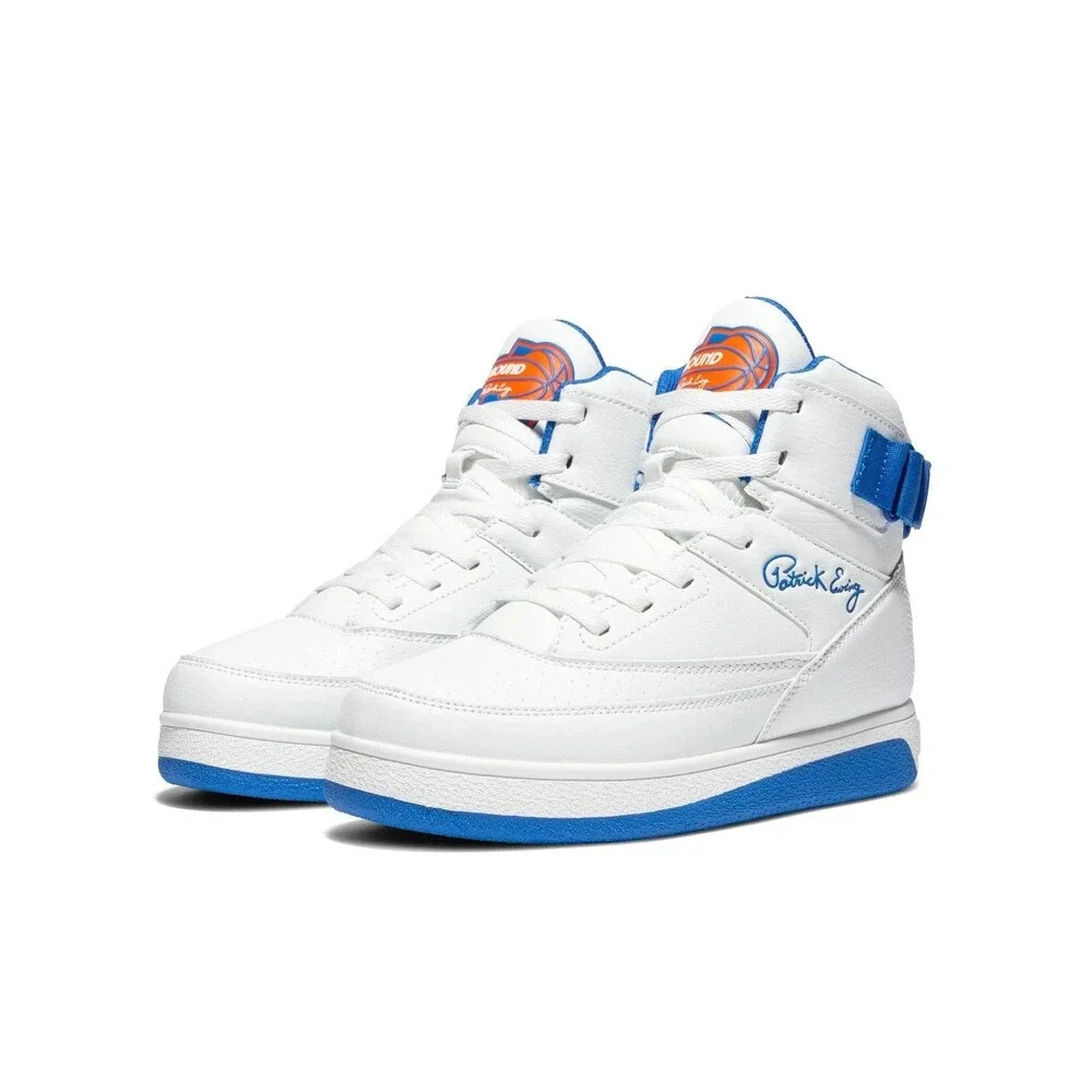 PATRICK EWING ATHLETIC KIDS GRADESCHOOL 33 HI REBOUND White/Blue/Orange Size 2.5 - Picture 2 of 4